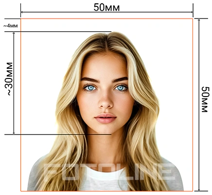 Схема требований к цифровой фотографии 600x600 пикселей для Green Card (DV Lottery)